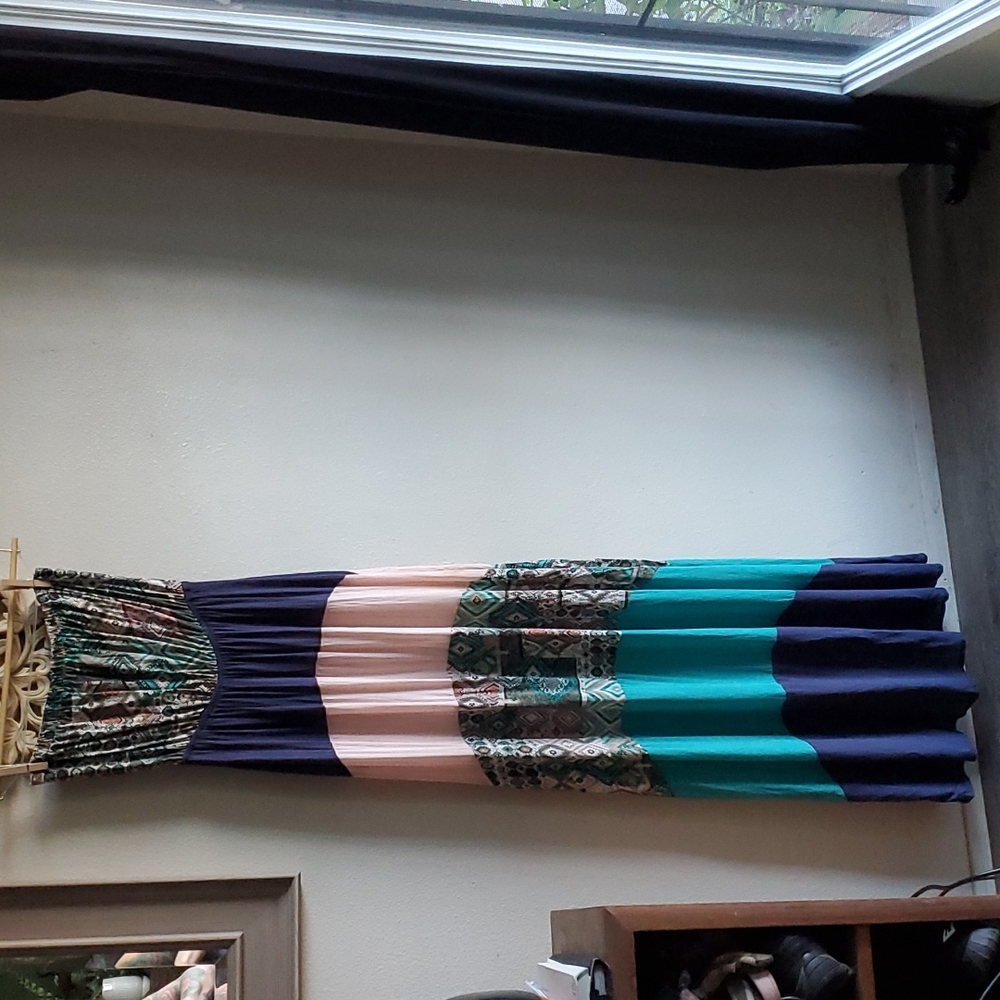 Bohemian strapless maxi dress